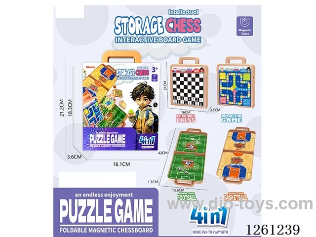 Interactive Board Game 4-in-1 (Magnetic Flying Chess + Magnetic International Chess + Soccer + Basketball)