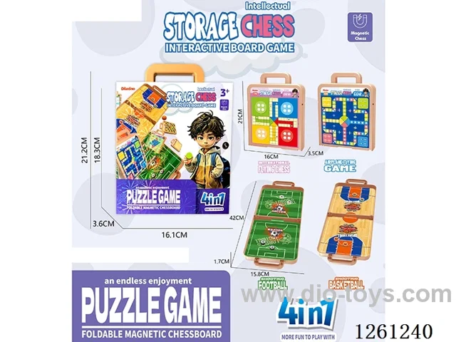 Interactive Board Game 4-in-1 (Magnetic Flying Chess + Magnetic International Flying Chess + Soccer + Basketball)