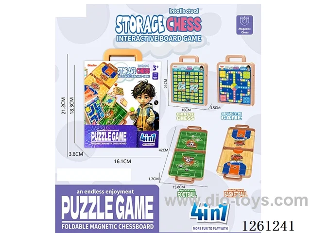 Interactive Board Game 4-in-1 (Magnetic Flying Chess + Magnetic Beast Chess + Soccer + Basketball)