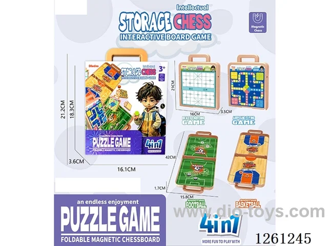 Interactive Board Game 4-in-1 (Magnetic Flying Chess + Magnetic Chinese Chess + Soccer + Basketball)