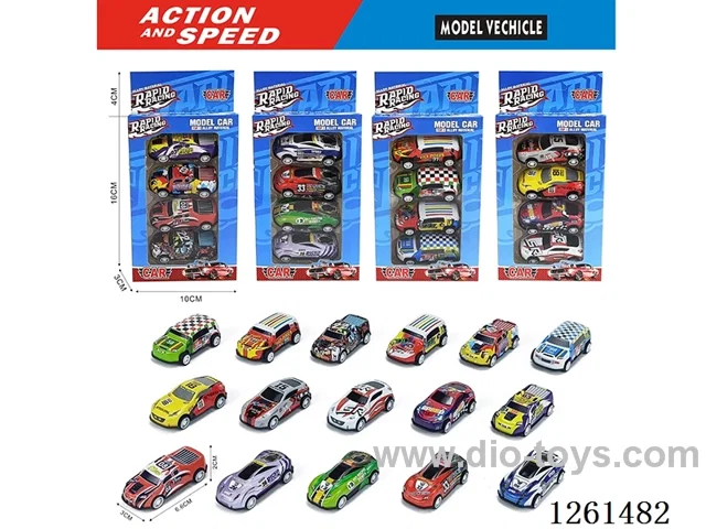 4PCS pull back tin car