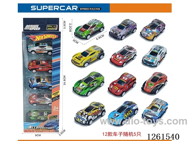 5PCS pull back tin car