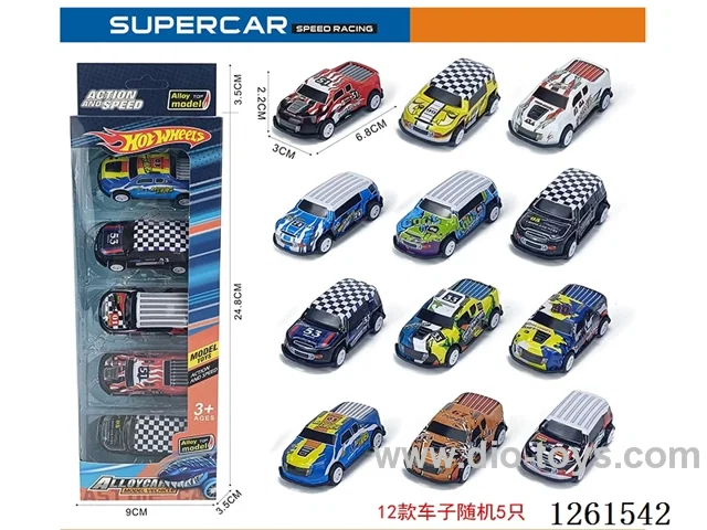 5PCS pull back tin car