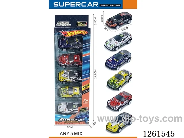 5PCS pull back tin car