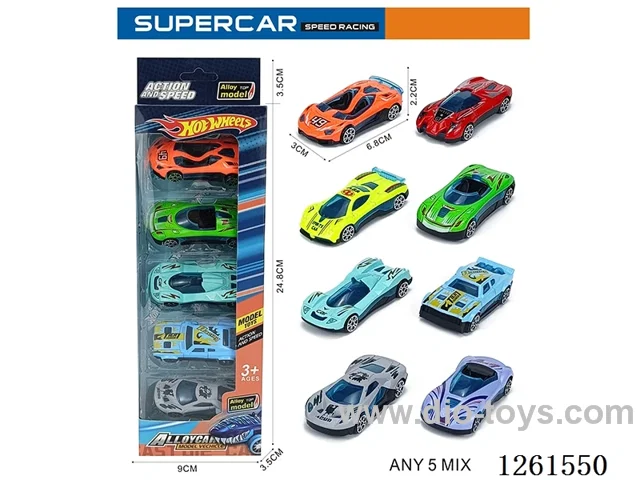 5PCS free wheel alloy car
