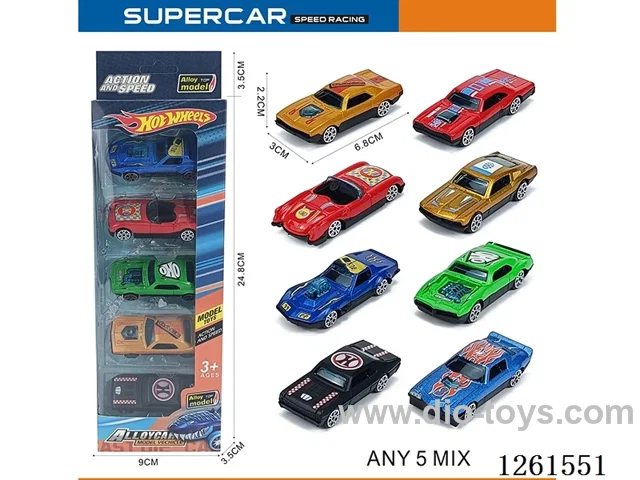 5PCS free wheel alloy car