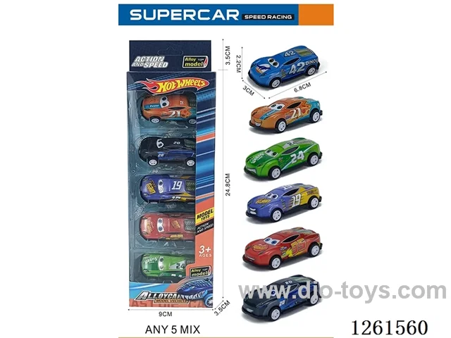 5PCS pull back tin car