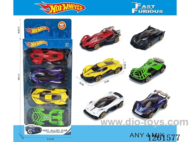 4PCS free wheel alloy car