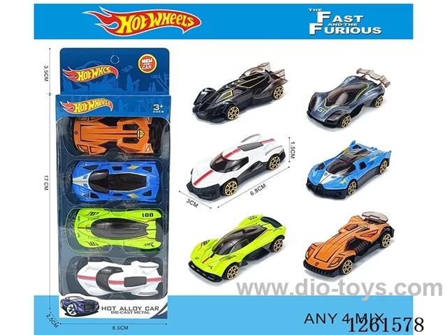 4PCS free wheel alloy car