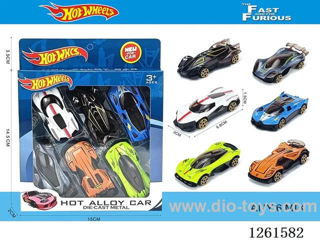6PCS free wheel alloy car