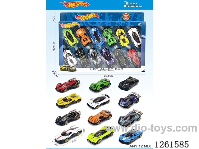 12PCS free wheel alloy car