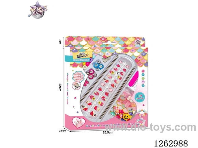 3D nail extensions + nail file + Pandora bracelet + hair clip + hair tie