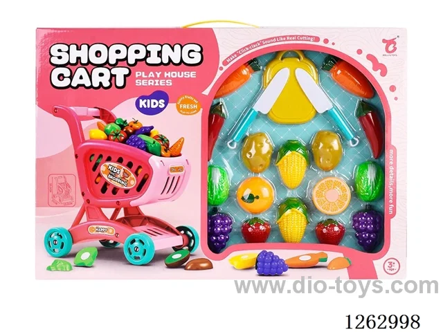 shopping cart + cuttable vegetables and fruits
