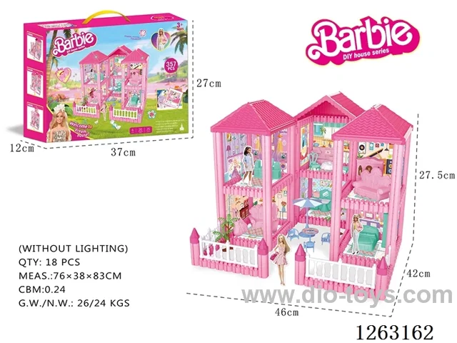 DIY puzzle building block Barbie doll villa, 6 rooms, 357PCS (without lights)