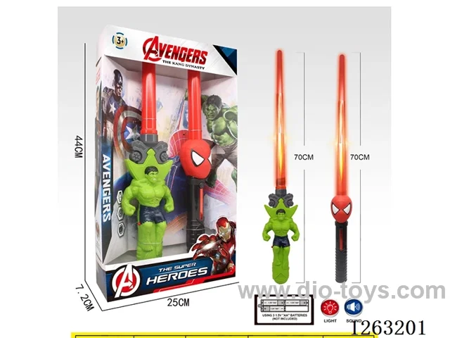 Hulk+Spider Man Telescopic Stick not included battery