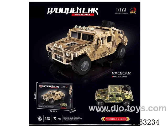 DIY wooden assembled pull back car
