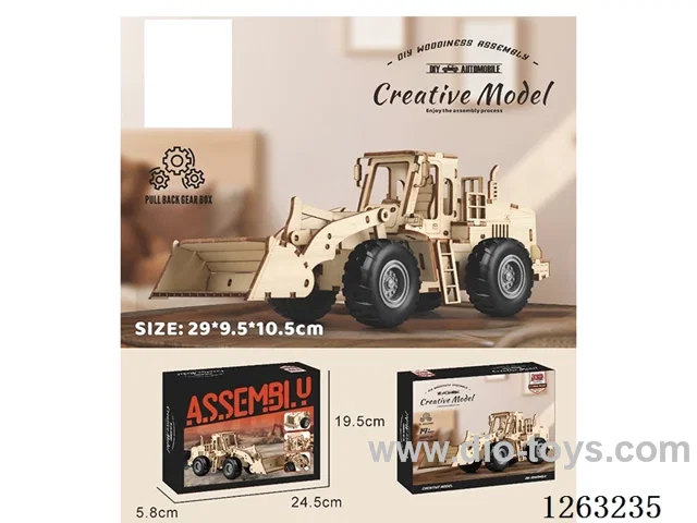 DIY wooden assembled pull back car