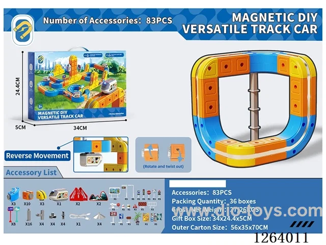 Magnetic DIY Transformable Track Car 83PCS included battery