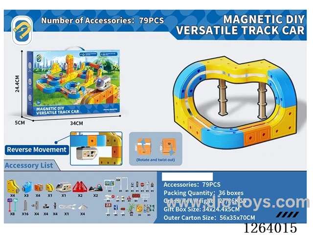 Magnetic DIY Transformable Track Car 79PCS included battery