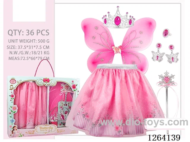 Flower Fairy Wings, Skirt, and Accessories Set
