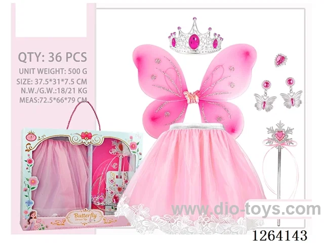 Flower Fairy Wings, Skirt, and Accessories Set