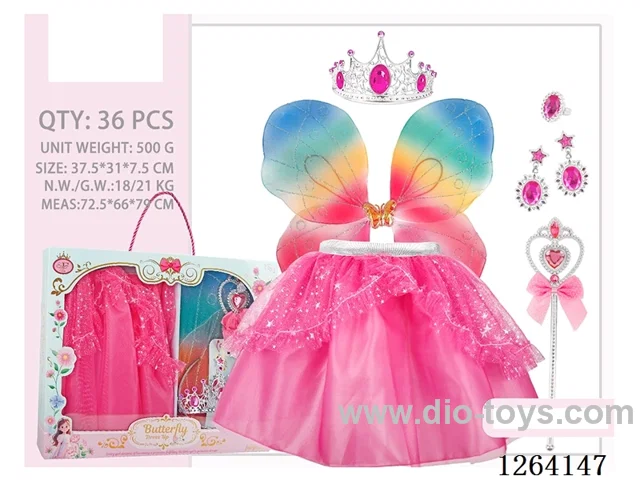 Flower Fairy Wings, Skirt, and Accessories Set