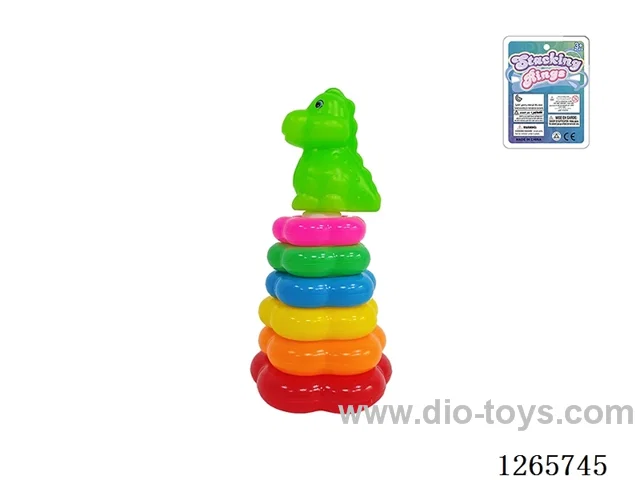 6-Layer Floral Rainbow Stackable Rings (Dinosaur)