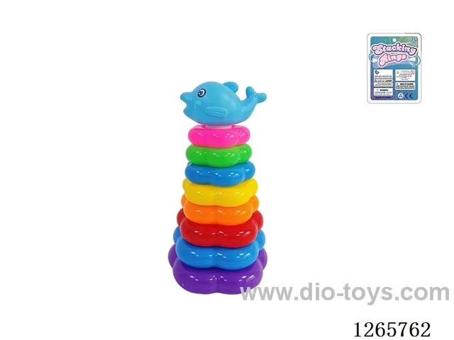 8-Layer Floral Rainbow Stackable Rings (Dolphin)