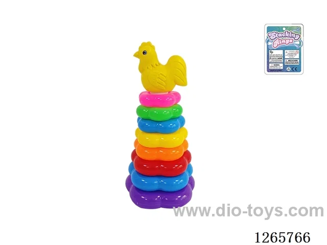 8-Layer Floral Rainbow Stackable Rings (Rooster)