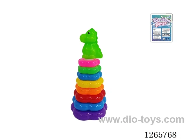 8-Layer Floral Rainbow Stackable Rings (Dinosaur)