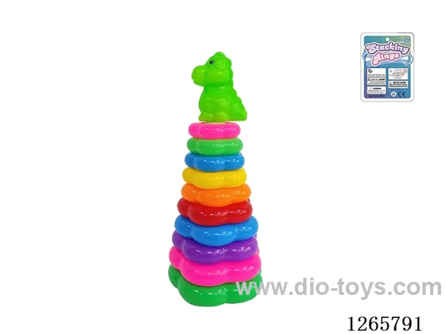 10-Layer Floral Rainbow Stackable Rings (Dinosaur)
