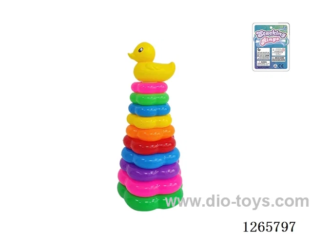 10-Layer Floral Rainbow Stackable Rings (Big Yellow Duck)