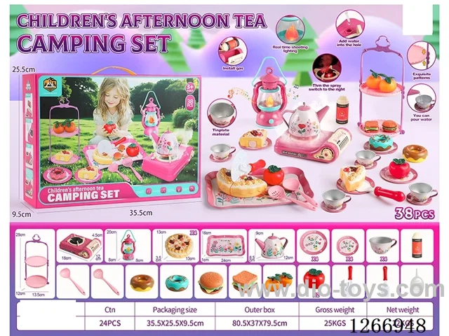 38PCS Tinplate Tea Set W L/M/Spray not included battery