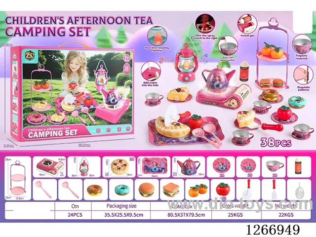38PCS Tinplate Tea Set W L/M/Spray not included battery