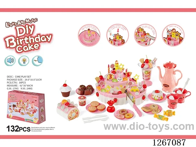 132PCS Three-Tier Singing DIY Birthday Cake (not included battery 2*AA)