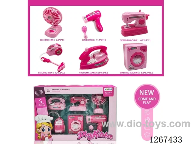Iron + Sewing machine + Electric fan + Vacuum cleaner + Washing machine + Hair dryer