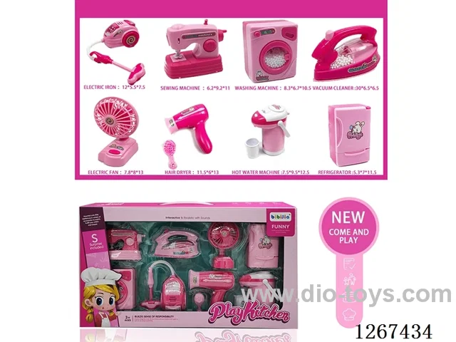 Iron + Sewing machine + Electric fan + Vacuum cleaner + Washing machine + Hair dryer + Refrigerator + Hot water bottle