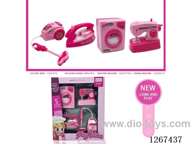 Washing machine + sewing machine + vacuum cleaner + iron