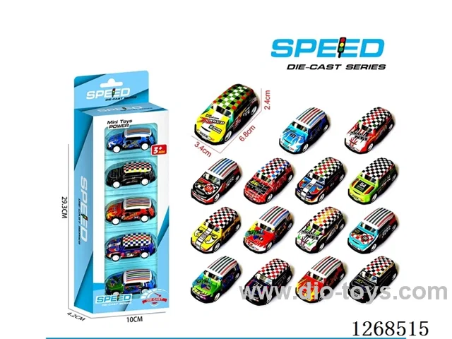 5PCS pull back tin car