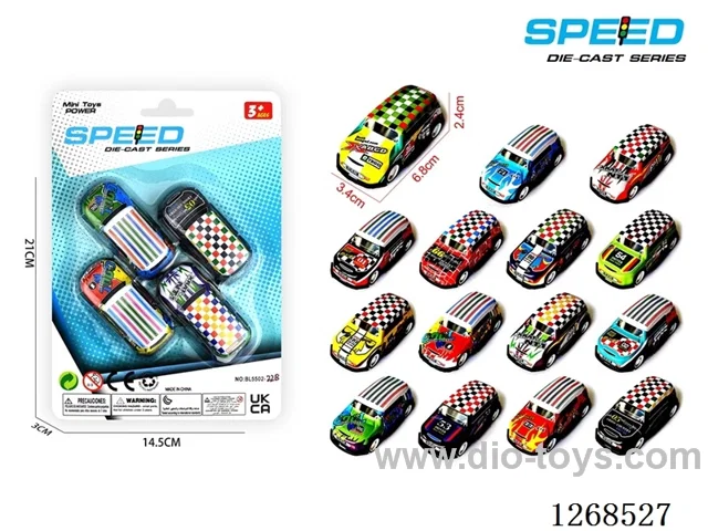 4PCS pull back tin car
