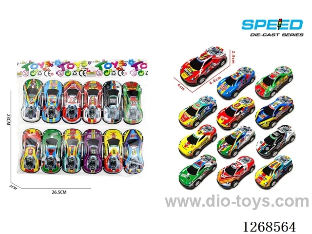 12PCS pull back tin car