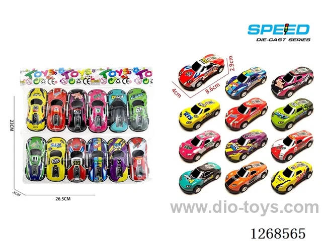 12PCS pull back tin car