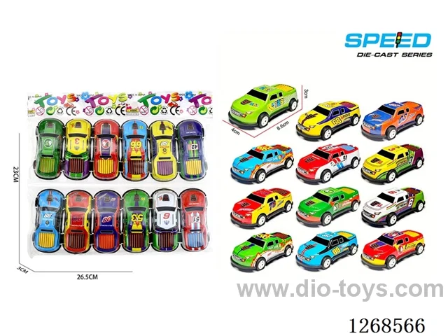 12PCS pull back tin car