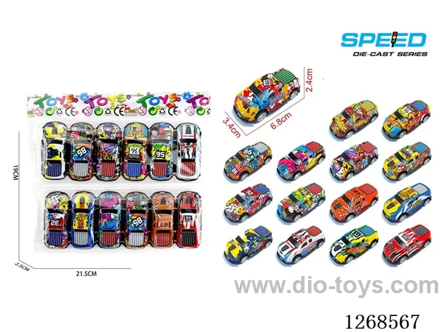 12PCS pull back tin car