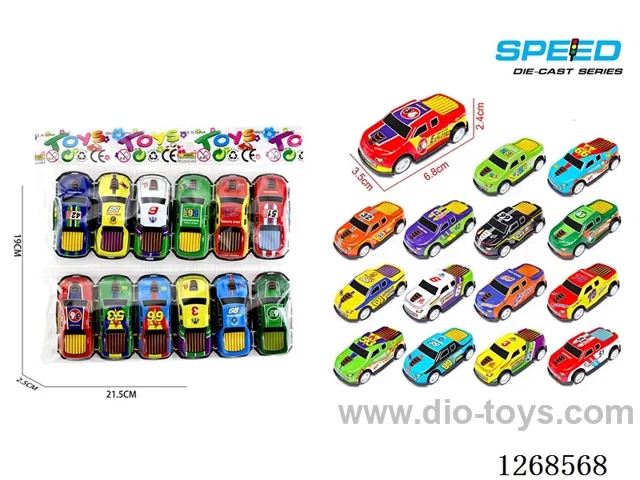 12PCS pull back tin car