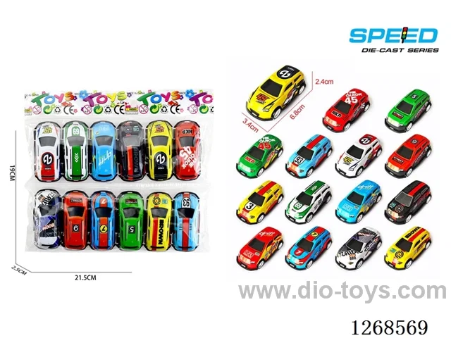 12PCS pull back tin car