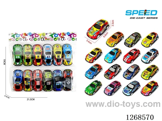 12PCS pull back tin car