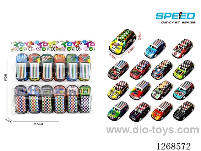 12PCS pull back tin car