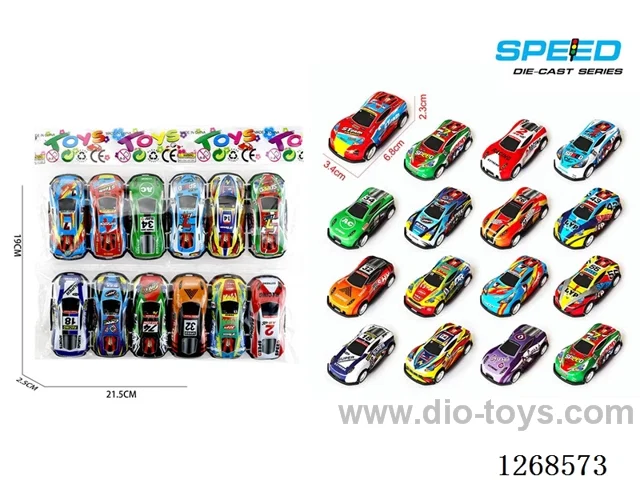 12PCS pull back tin car
