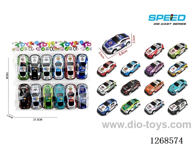 12PCS pull back tin car